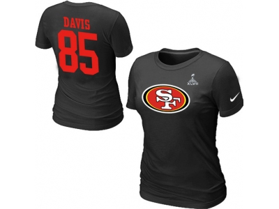 Women NEW San Francisco 49ers Vernon Davis Name & Number Super Bowl XLVII T-Shirt Black
