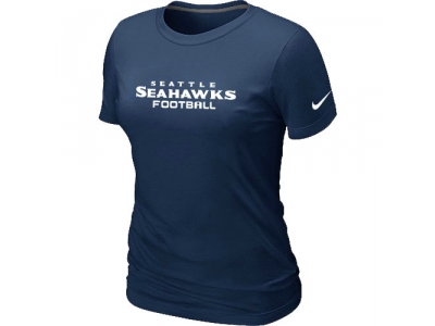 Women NEW Seattle Seahawks Authentic Logo T-Shirt D.Blue