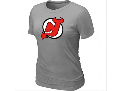 Women NHL New Jersey Devils Big & Tall Logo L.Grey T-Shirt