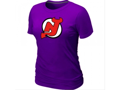 Women NHL New Jersey Devils Big & Tall Logo Purple T-Shirt