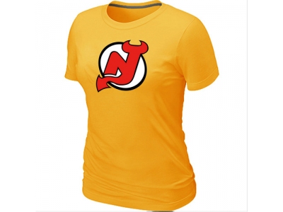 Women NHL New Jersey Devils Big & Tall Logo Yellow T-Shirt