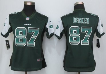 Women New Jets #87 Eric Decker Green Strobe Elite Jersey