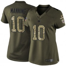 Women New York Giants #10 Eli Manning Green Salute To Service Limited Jersey