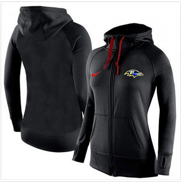 Women Nike Baltimore Ravens Full-Zip Performance Hoodie Black