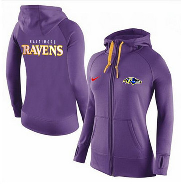 Women Nike Baltimore Ravens Full-Zip Performance Hoodie Purple