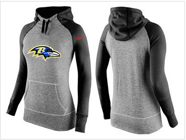 Women Nike Baltimore Ravens Performance Hoodie Grey & Black_2