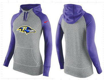 Women Nike Baltimore Ravens Performance Hoodie Grey & Purple_2