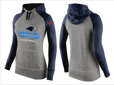 Women Nike Carolina Panthers Performance Hoodie Grey & Dark Blue