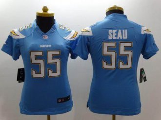 Women Nike Chargers #55 Junior Seau Electric Blue Alternate Stitched NFL New Limited Jersey