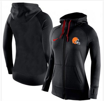 Women Nike Cleveland Browns Full-Zip Performance Hoodie Black