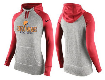 Women Nike Cleveland Browns Performance Hoodie Grey & Red_1