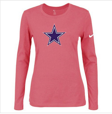 Women Nike Dallas Cowboys Of The City Long Sleeve Tri-Blend NFL T-Shirt Pink