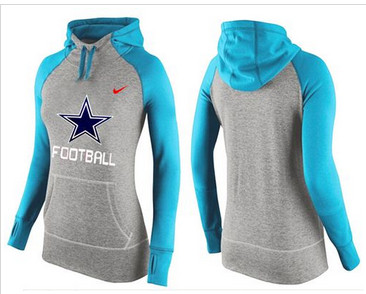 Women Nike Dallas Cowboys Performance Hoodie Grey & Light Blue