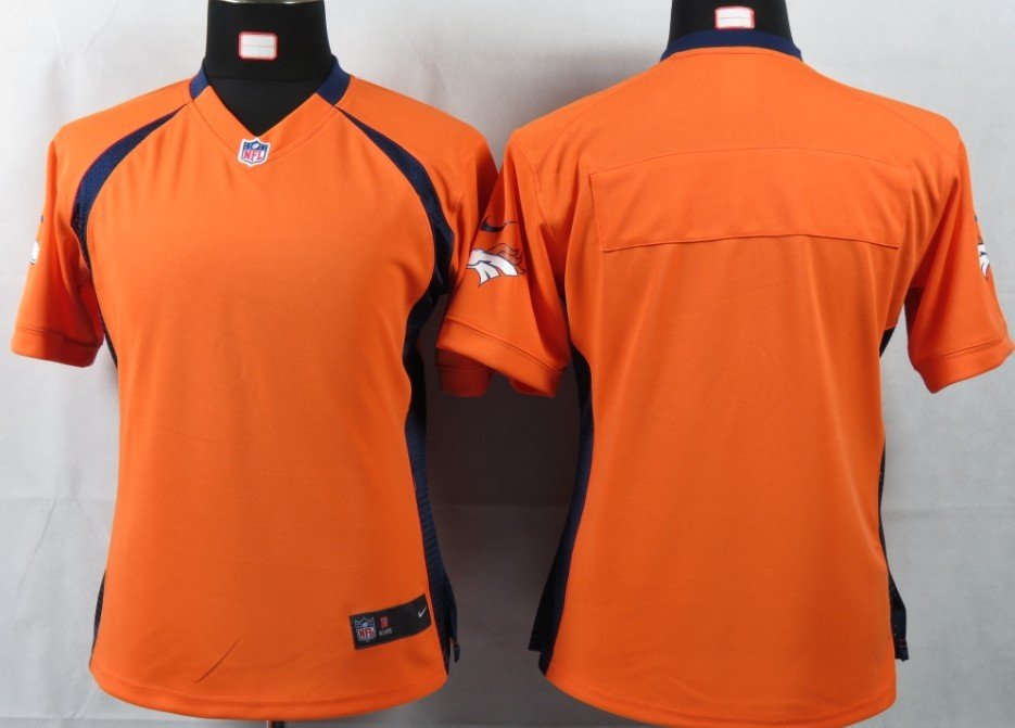 Women NEW NFL Denver Broncos Blank Orange Portrait Fashion Game Jerseys
