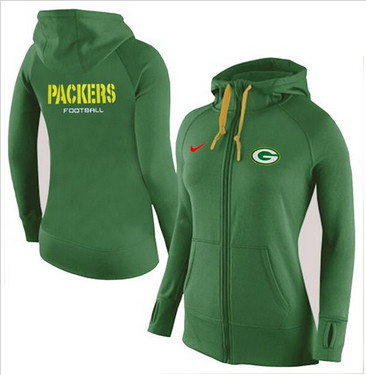 Women Nike Green Bay Packers Full-Zip Performance Hoodie Green