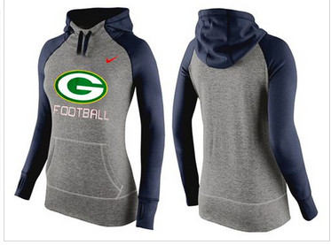 Women Nike Green Bay Packers Performance Hoodie Grey & Dark Blue