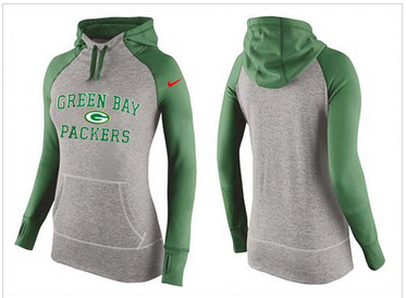 Women Nike Green Bay Packers Performance Hoodie Grey & Green