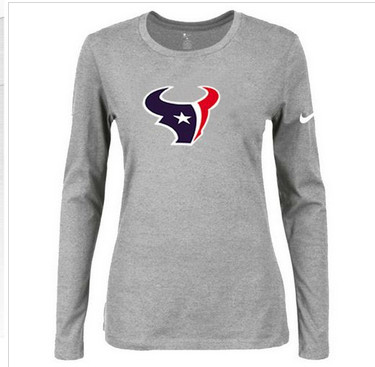 Women Nike Houston Texans Of The City Long Sleeve Tri-Blend NFL T-Shirt Light Grey