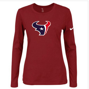 Women Nike Houston Texans Of The City Long Sleeve Tri-Blend NFL T-Shirt Red