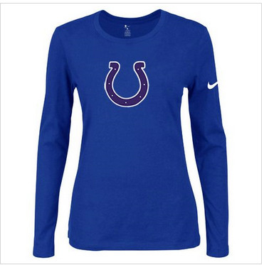 Women Nike Indianapolis Colts Of The City Long Sleeve Tri-Blend NFL T-Shirt Blue-2