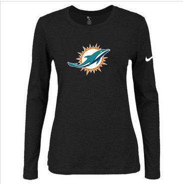 Women Nike Miami Dolphins Of The City Long Sleeve Tri-Blend NFL T-Shirt Black