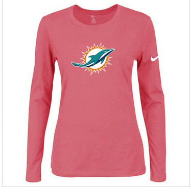 Women Nike Miami Dolphins Of The City Long Sleeve Tri-Blend NFL T-Shirt Pink