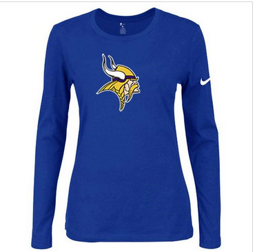 Women Nike Minnesota Vikings Of The City Long Sleeve Tri-Blend NFL T-Shirt Blue