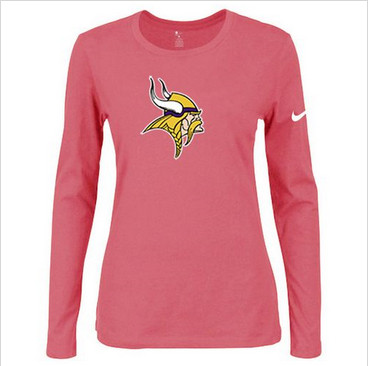 Women Nike Minnesota Vikings Of The City Long Sleeve Tri-Blend NFL T-Shirt Pink