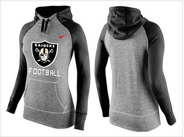 Women Nike Oakland Raiders Performance Hoodie Grey & Black_1