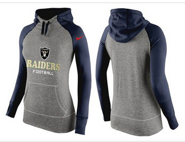 Women Nike Oakland Raiders Performance Hoodie Grey & Dark Blue