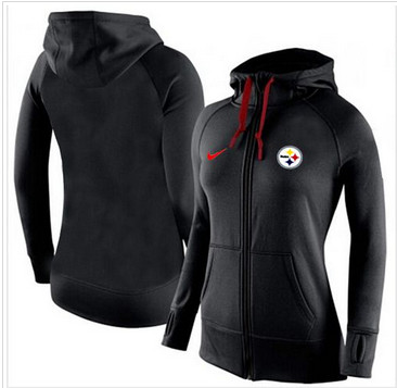 Women Nike Pittsburgh Steelers Full-Zip Performance Hoodie Black_2
