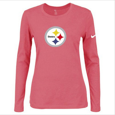Women Nike Pittsburgh Steelers Of The City Long Sleeve Tri-Blend NFL T-Shirt Pink