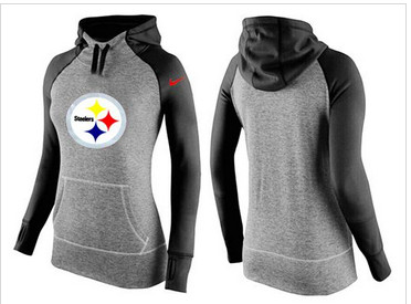 Women Nike Pittsburgh Steelers Performance Hoodie Grey & Black_1