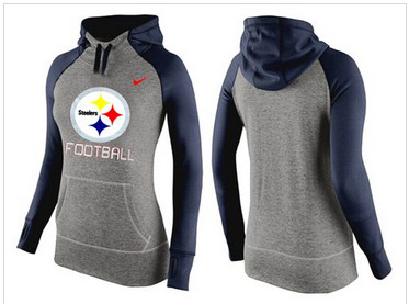 Women Nike Pittsburgh Steelers Performance Hoodie Grey & Dark Blue_1