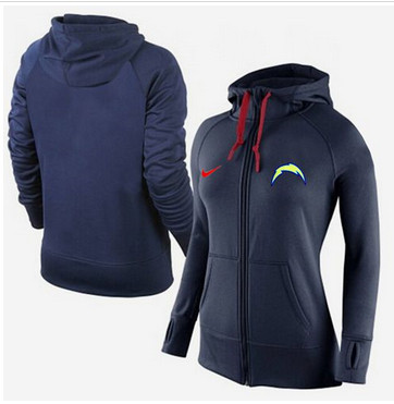 Women Nike San Diego Chargers Full-Zip Performance Hoodie Dark Blue
