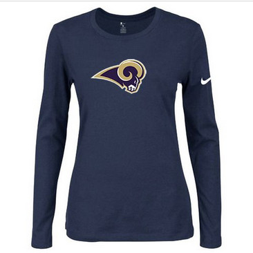 Women Nike St.Louis Rams Of The City Long Sleeve Tri-Blend NFL T-Shirt Dark Blue
