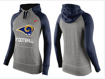 Women Nike St.Louis Rams Performance Hoodie Grey & Dark Blue