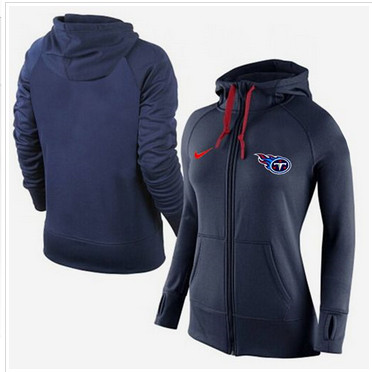 Women Nike Tennessee Titans Full-Zip Performance Hoodie Dark Blue