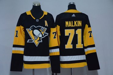 Women Penguins 71 Evgeni Malkin Black Adidas Jersey
