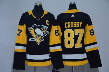Women Penguins 87 Sidney Crosby Black Adidas Jersey