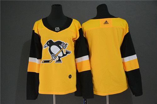 Women Penguins Blank Yellow Women Adidas Jersey