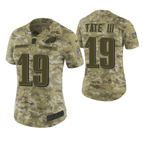 Women Philadelphia Eagles #19 Golden Tate Camo 2018 Salute to Service Limited Jersey