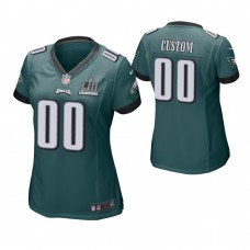 Women Philadelphia Eagles Midnight Green Super Bowl LII Champions Patch Game Customized Jersey