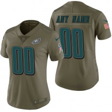 Women Philadelphia Eagles Olive 2017 Salute to Service Limited Customized Jersey