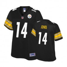 Women Pittsburgh Steelers #14 Tevin Jones Balck Player Pro Line Jersey