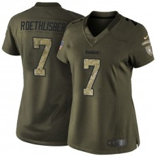Women Pittsburgh Steelers #7 Ben Roethlisberger Green Salute To Service Jersey