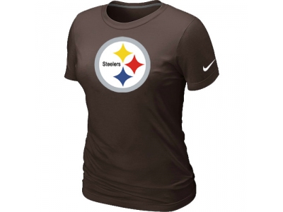 Women Pittsburgh Steelers Brown Logo T-Shirt