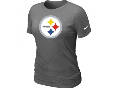 Women Pittsburgh Steelers D.Grey Logo T-Shirt
