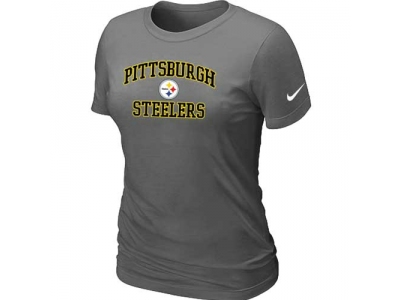 Women Pittsburgh Steelers Heart & Soul D.Grey T-Shirt