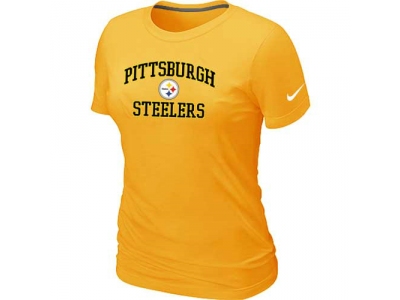 Women Pittsburgh Steelers Heart & Soul Yellow T-Shirt